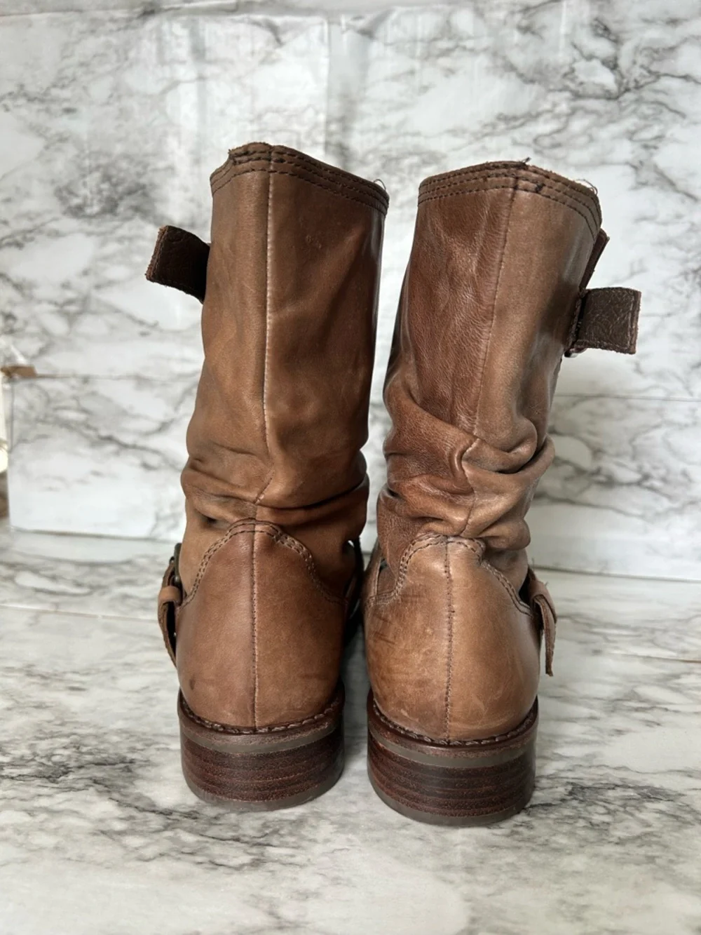 Matisse | women’s size 6.5 leather Boots slouchy, distressed buckle moto style - Picture 3 of 13